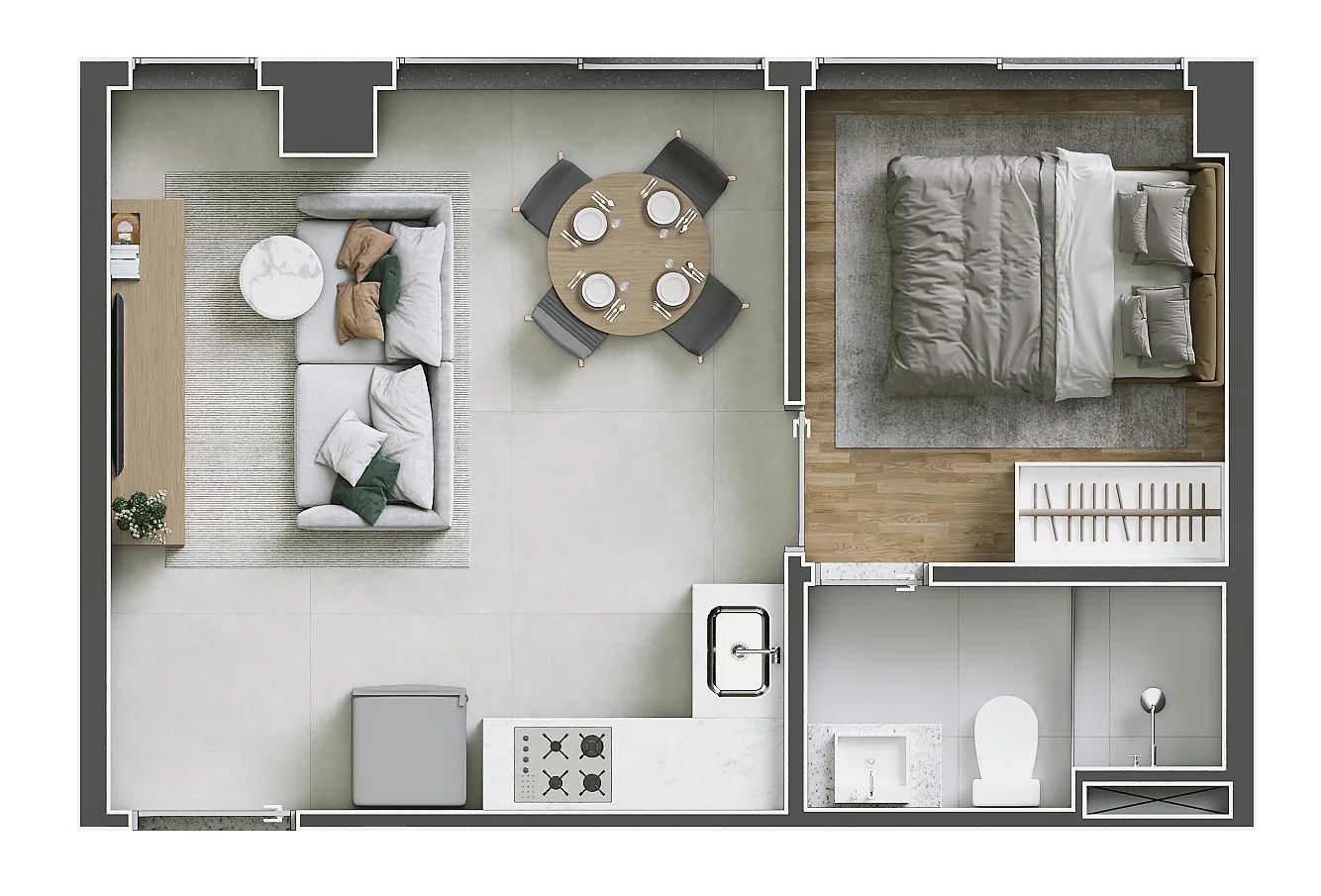 Planta de 31 m² do Óra Vaca Brava