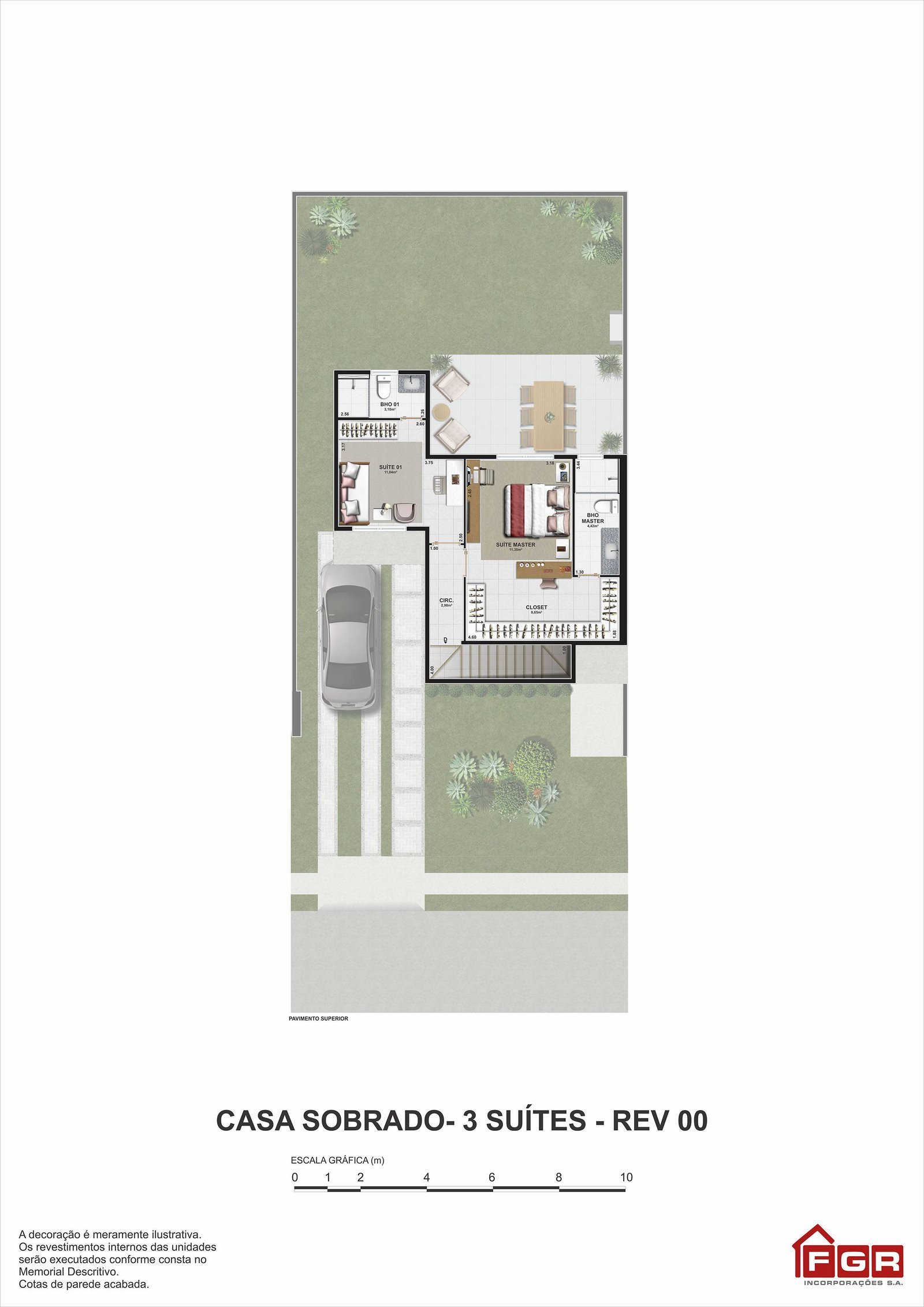 Planta Humanizada • Sobrado 128 m² (Superior)
