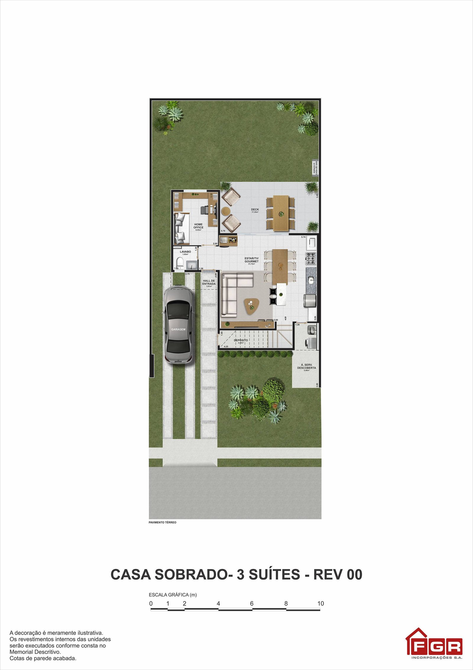 Planta Humanizada • Sobrado 128 m² (Térreo)