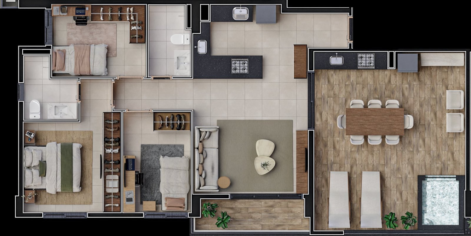 Planta de 111 m² do Vibe Marista