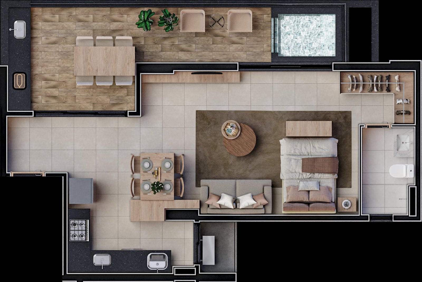 Planta de 67 m² do Vibe Marista