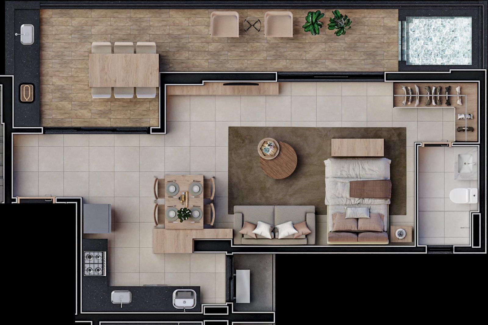 Planta de 71 m² do Vibe Marista