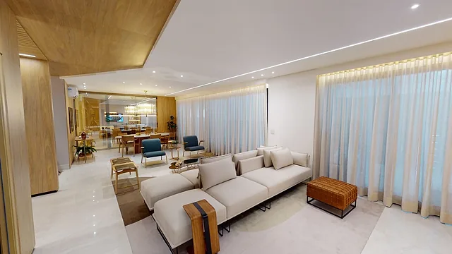 Living do apartamento decorado do Arte Verde Marista