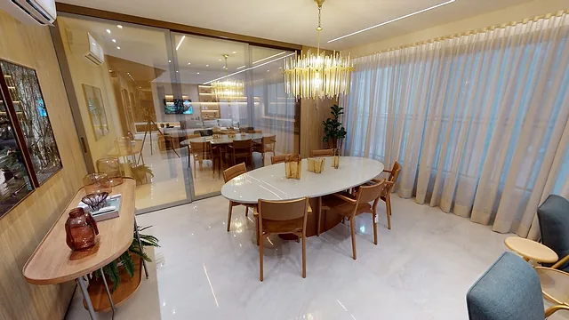 Sala de jantar do apartamento decorado do Arte Verde Marista
