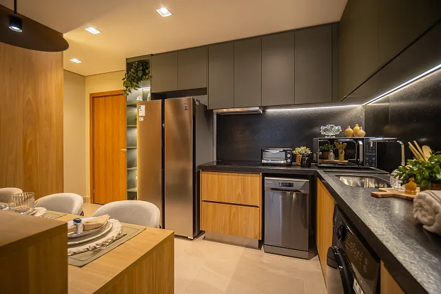 Cozinha do apartamento decorado do Óra Vaca Brava